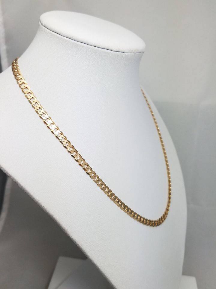 Classic 17.5" Solid 14k Yellow Gold Curb/Cuban Link Chain Necklace