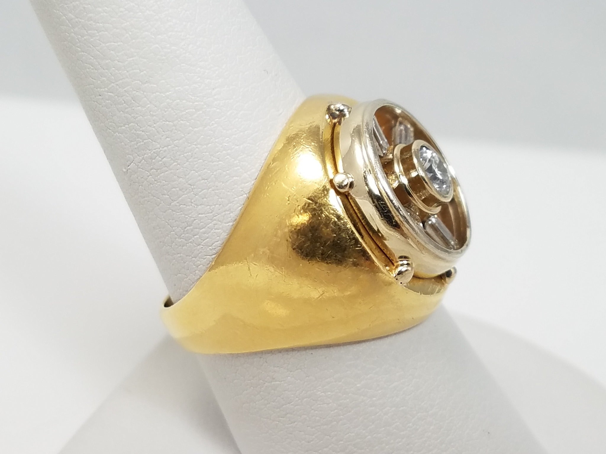 Nautical Design Natural Diamond 18k Two Tone Gold Ring