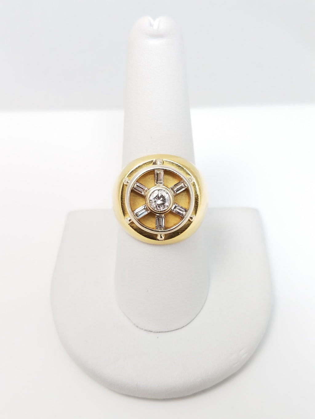 Nautical Design Natural Diamond 18k Two Tone Gold Ring