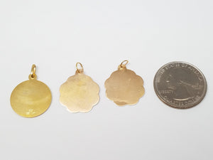 Lot of Three 18k Yellow Gold Religious Medals