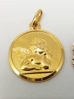 Lot of Three 18k Yellow Gold Religious Medals