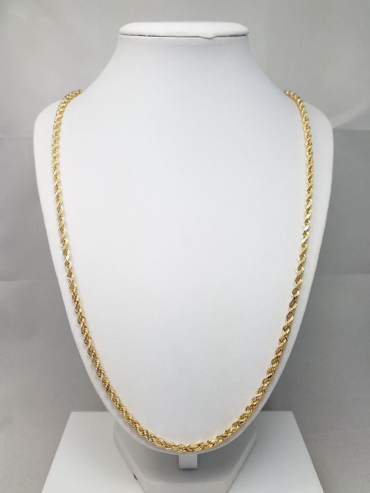 NEW 26" Hollow 10k Yellow Gold Rope Chain