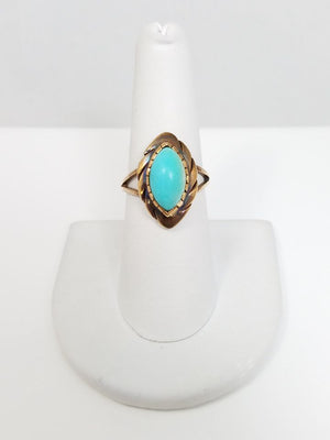 Vintage Natural Turquoise 10k Yellow Gold Ring