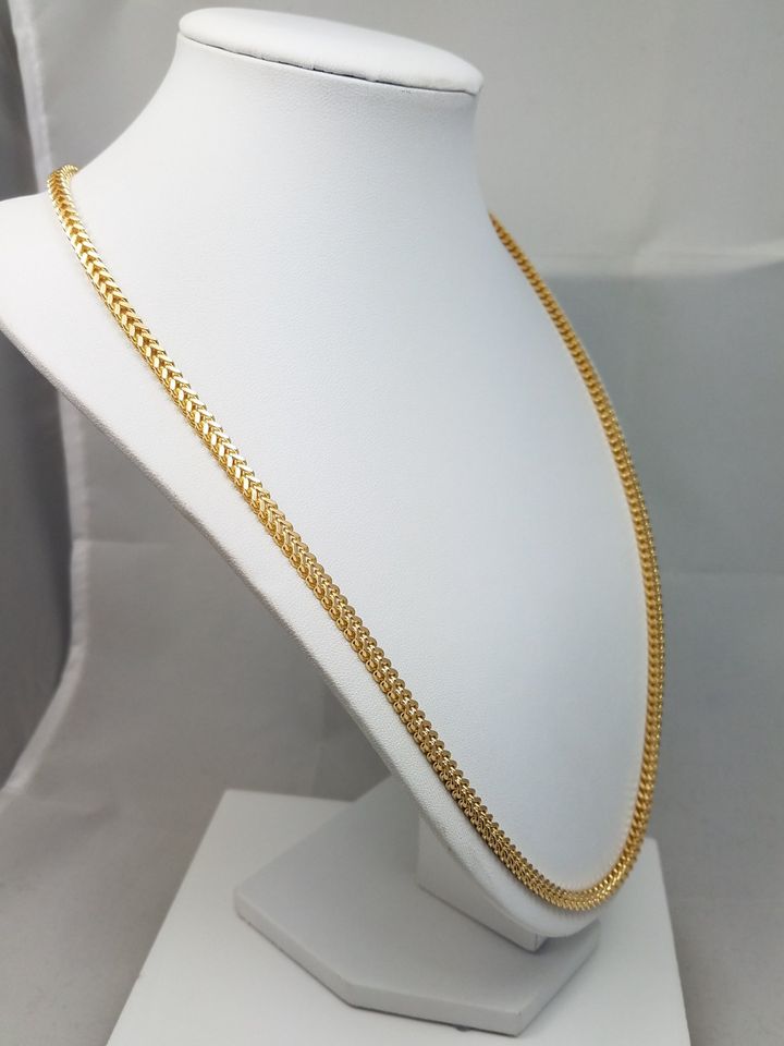 Stunning 24" Solid 14k Yellow Gold Franco Link Chain Necklace