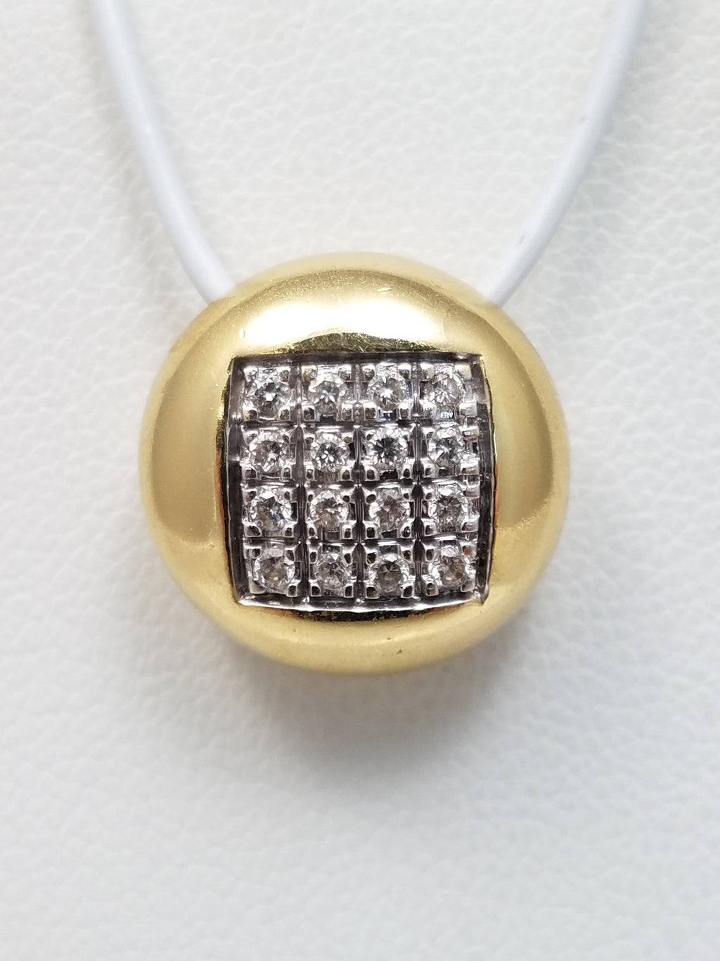 Cute 14k Yellow Gold Natural Diamond Button Pendant