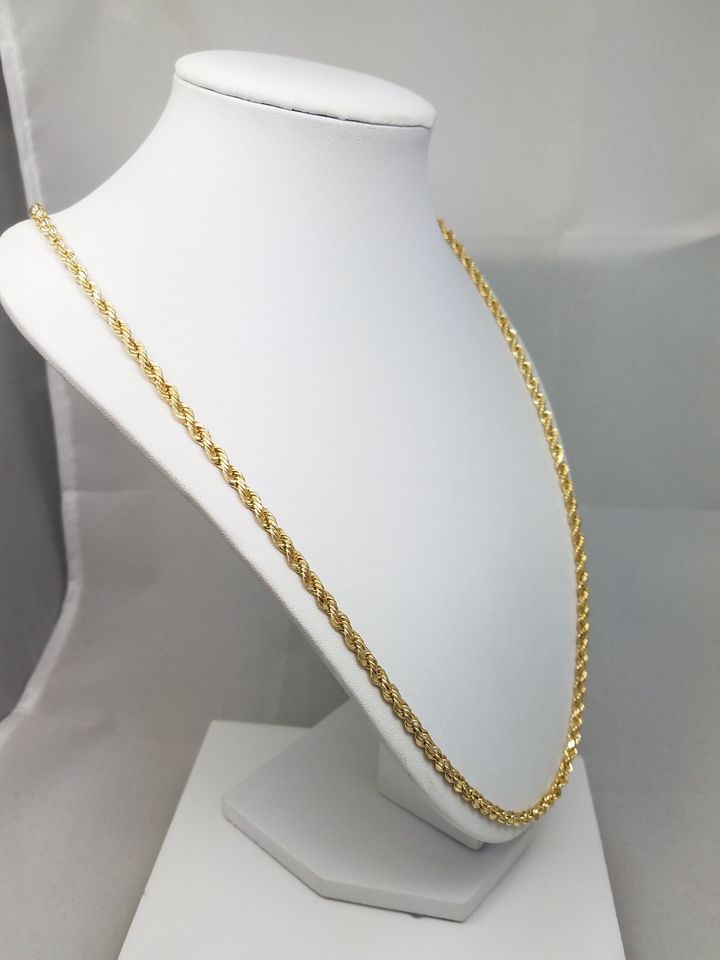 NEW 26" Hollow 10k Yellow Gold Rope Chain