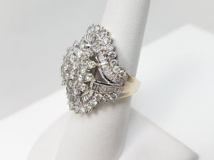 Fancy 10k White Gold Natural Diamond Cluster Ring