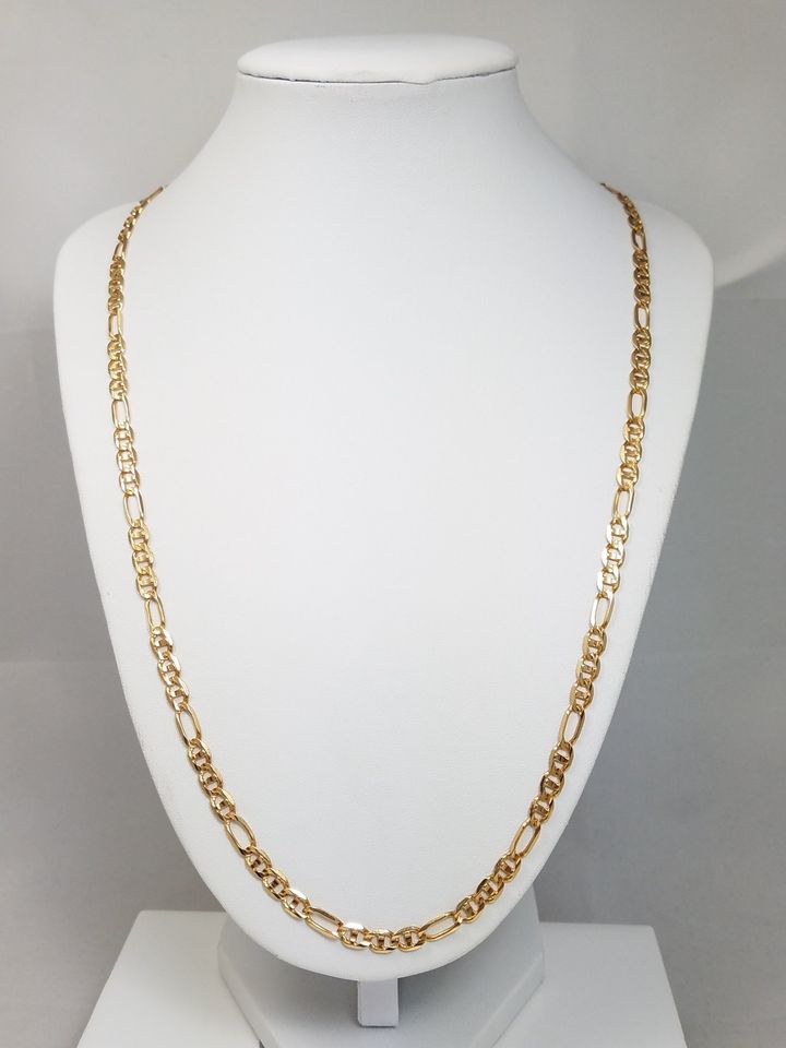 Exotic 24" Solid 14k Yellow Gold Figarucci Link Chain Necklace