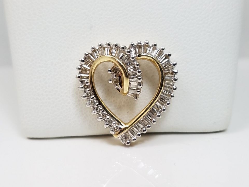 Classic 14k Yellow Gold Natural Diamond Heart Pendant