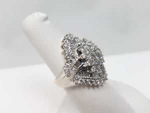 Fancy 10k White Gold Natural Diamond Cluster Ring