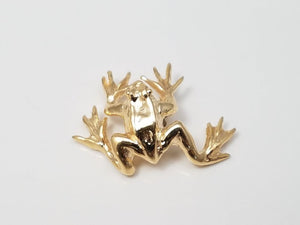 Wild Solid 14k Yellow Gold Frog Pendant