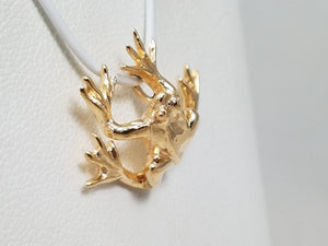 Wild Solid 14k Yellow Gold Frog Pendant