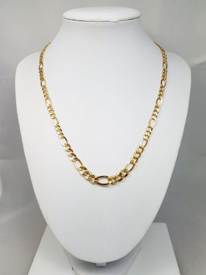 Graduated Figaro Link 14k Yellow Gold 18" Necklace