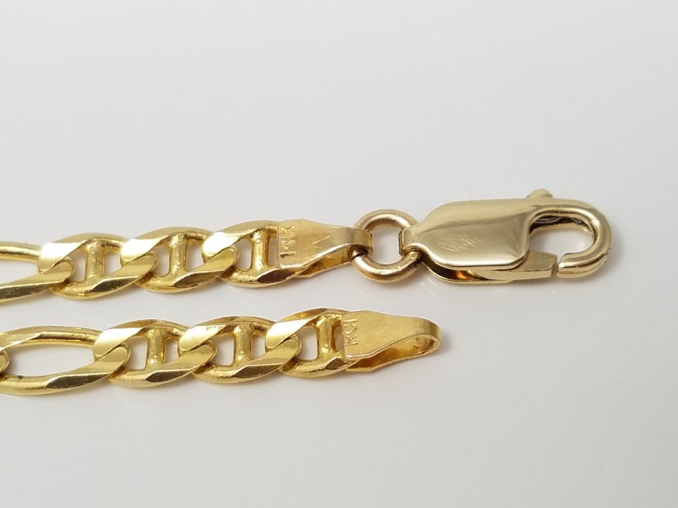 Unique 20" Solid 14k Yellow Gold Figarucci Link Chain Necklace