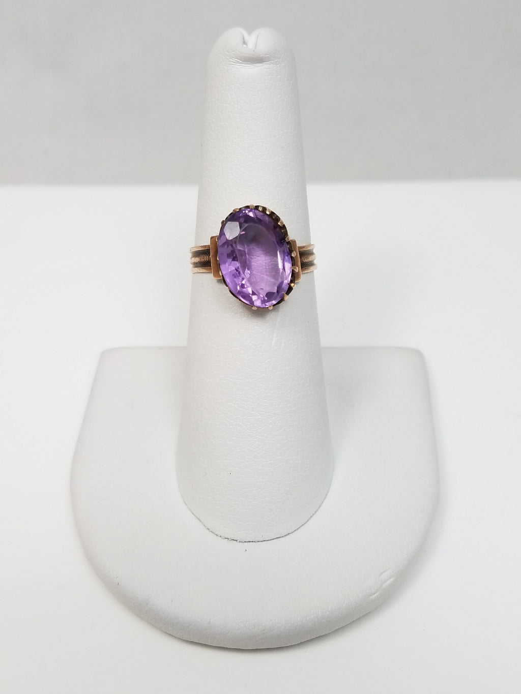 Victorian Natural Amethyst 7k Gold Ring