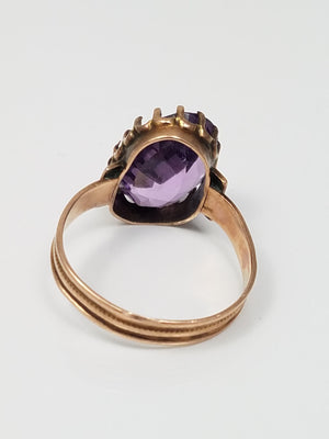 Victorian Natural Amethyst 7k Gold Ring