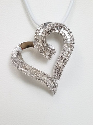 Precious 10k White Gold Natural Diamond Heart Pendant