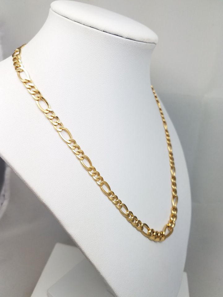 Graduated Figaro Link 14k Yellow Gold 18" Necklace