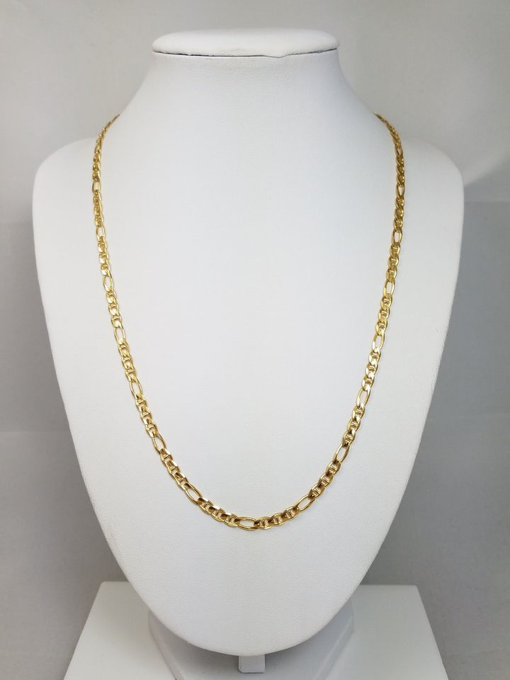 Unique 20" Solid 14k Yellow Gold Figarucci Link Chain Necklace