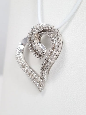 Precious 10k White Gold Natural Diamond Heart Pendant