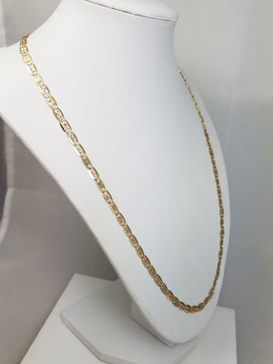 Sparkly 22" Solid 14k Yellow Gold Diamond Cut Fancy Link Chain Necklace