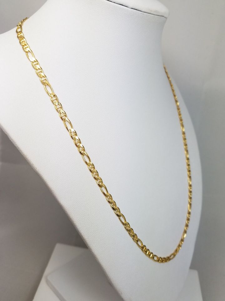 Unique 20" Solid 14k Yellow Gold Figarucci Link Chain Necklace