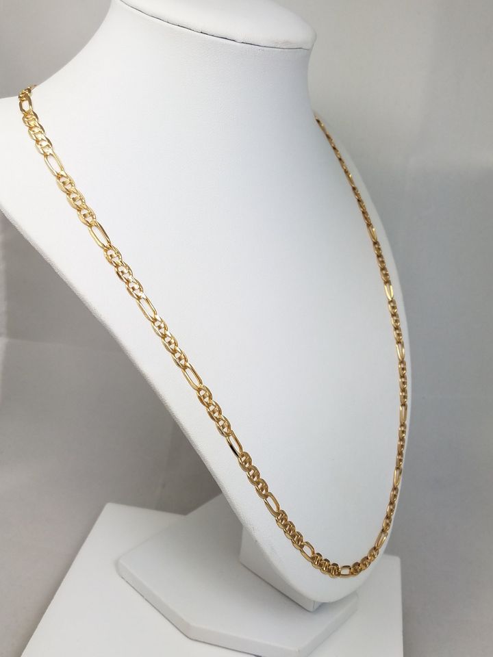 Exotic 24" Solid 14k Yellow Gold Figarucci Link Chain Necklace