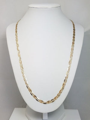 Sparkly 22" Solid 14k Yellow Gold Diamond Cut Fancy Link Chain Necklace