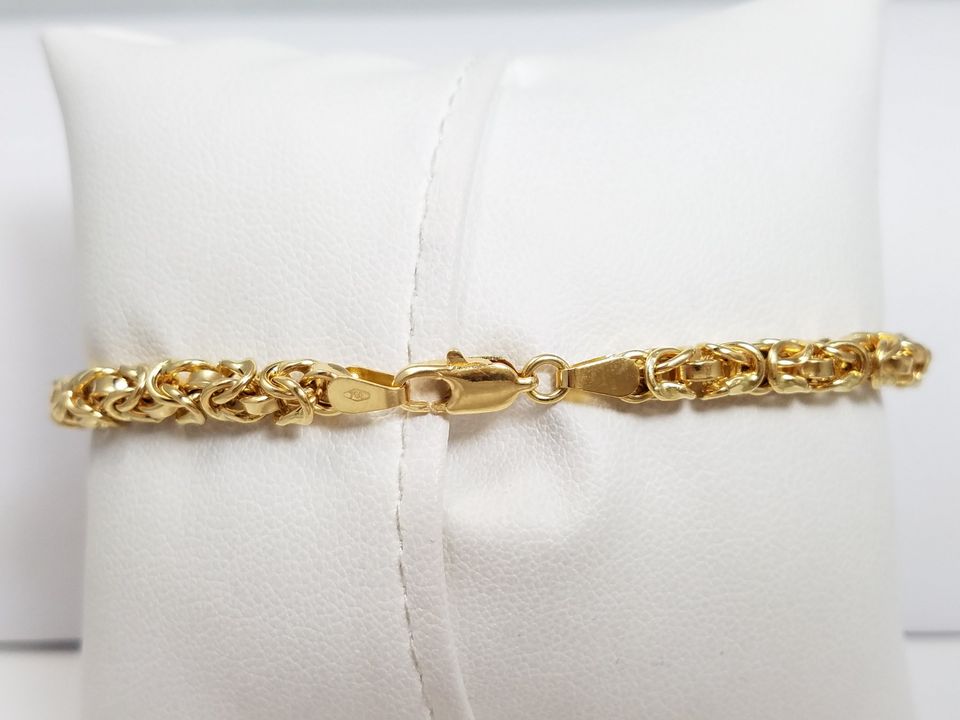 18k Yellow Gold Hollow Byzantine Link 7.5" Bracelet