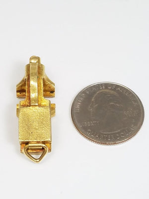 Large Solid 18k Yellow Gold Functioning Vice Pendant