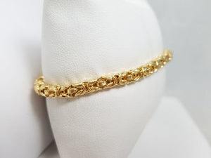 18k Yellow Gold Hollow Byzantine Link 7.5" Bracelet