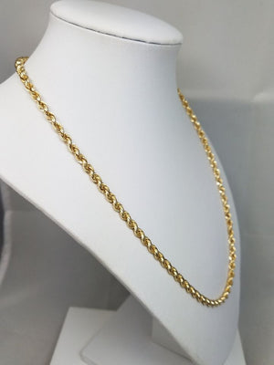 New! 14k Yellow Gold 4mm/20" Hollow Rope Chain Necklace