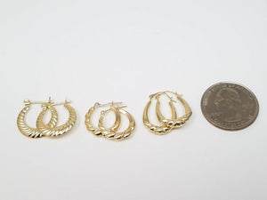 Three Pairs of NEW 14k Yellow Gold Petite Hoop Earrings