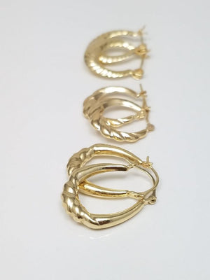 Three Pairs of NEW 14k Yellow Gold Petite Hoop Earrings