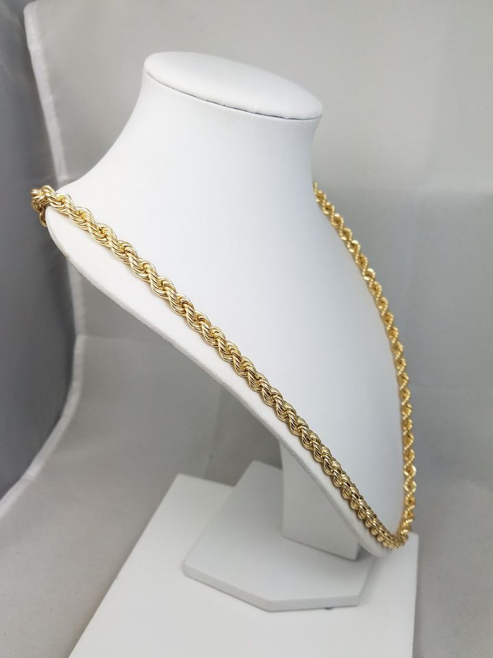 New Grand 10k Yellow Gold Hollow Rope Chain 6.2mm/28" Necklace