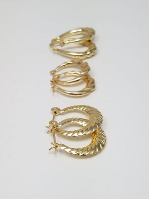 Three Pairs of NEW 14k Yellow Gold Petite Hoop Earrings