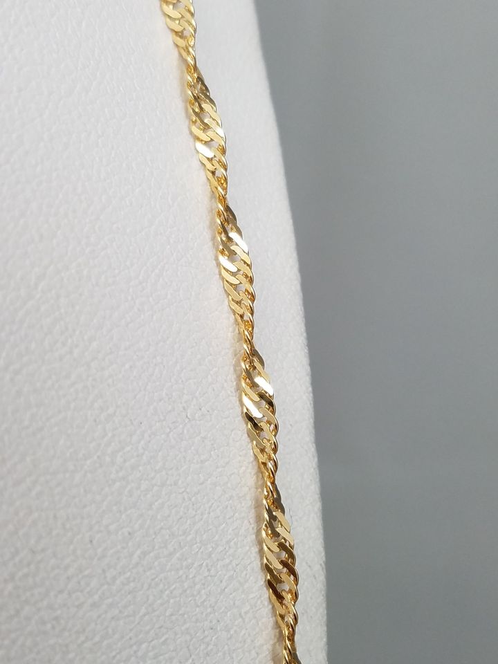 Classic 27" Solid 18k Yellow Gold Singapore Link Chain Necklace