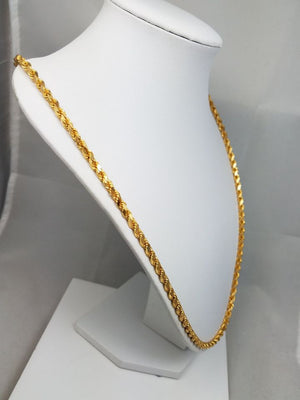 Stylish 27.75" Solid 22k Yellow Gold Diamond Cut Rope Chain Necklace