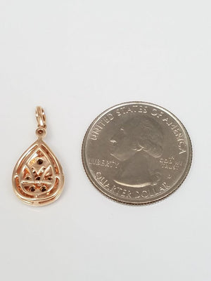 $1900 Designer 14k Rose Gold Natural Brown & White Diamond Pendant