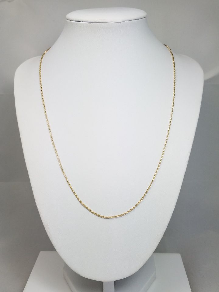 Gleaming 14k Yellow Gold Solid Wheat 20" Chain Necklace