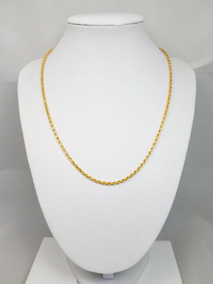 Luxurious 18" Solid 22k Yellow Gold Diamond Cut Rope Chain Necklace