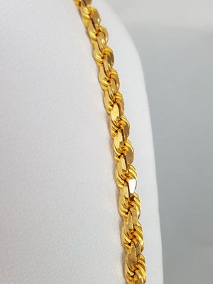 Stylish 27.75" Solid 22k Yellow Gold Diamond Cut Rope Chain Necklace