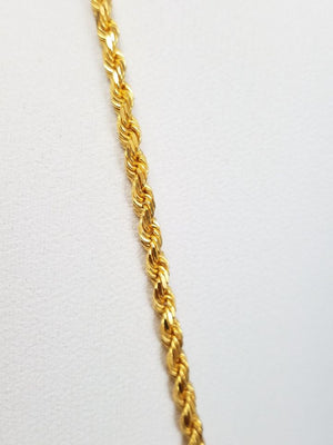 Luxurious 18" Solid 22k Yellow Gold Diamond Cut Rope Chain Necklace