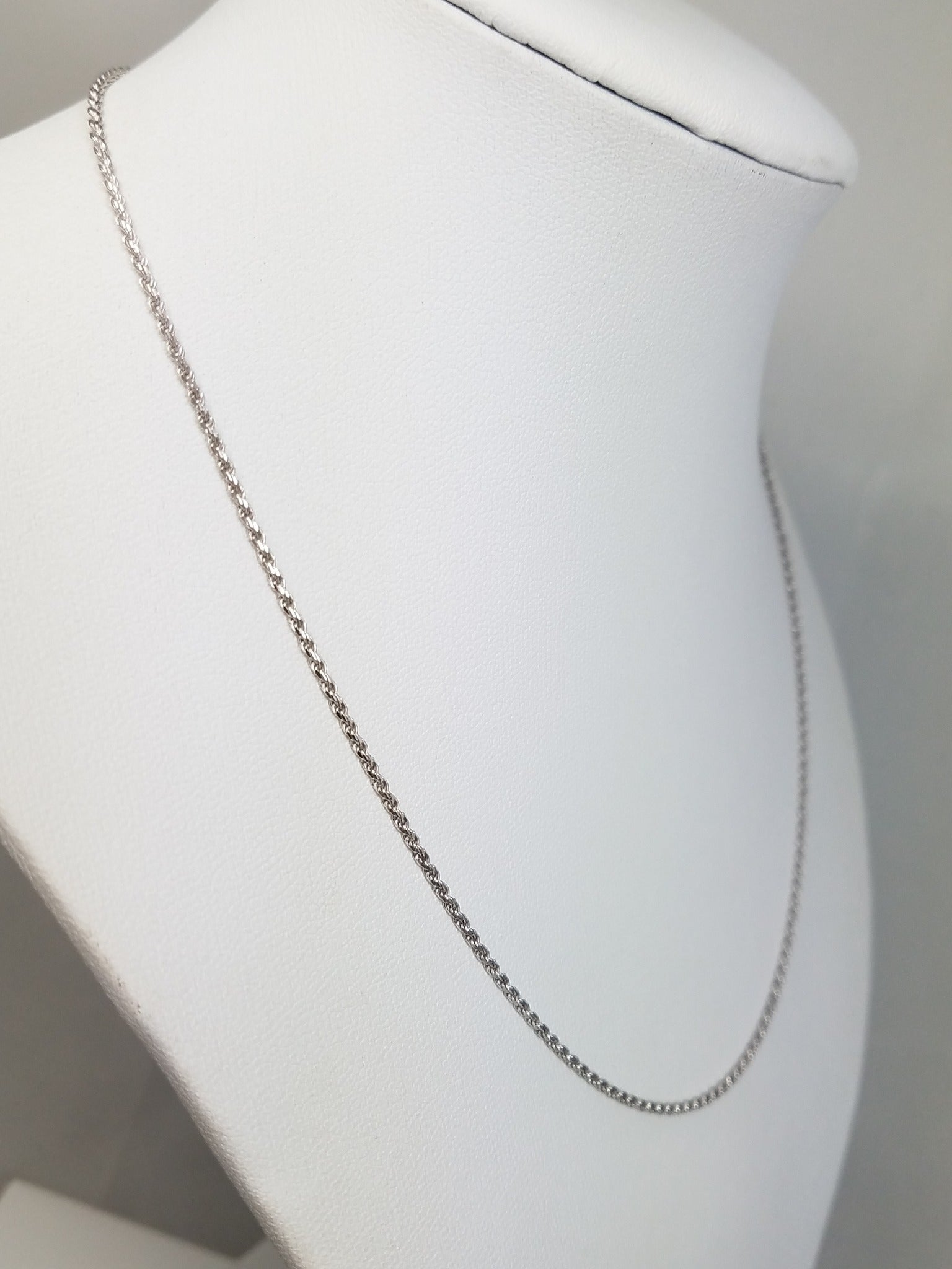 New! Classic 17" Solid 18k White Gold Diamond Cut Rope Chain Necklace