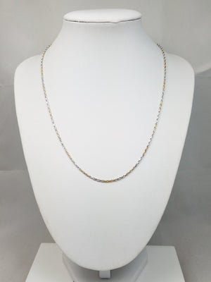 Jazzy 18" Solid 14k Two Tone Gold Diamond Cut Rope Chain Necklace