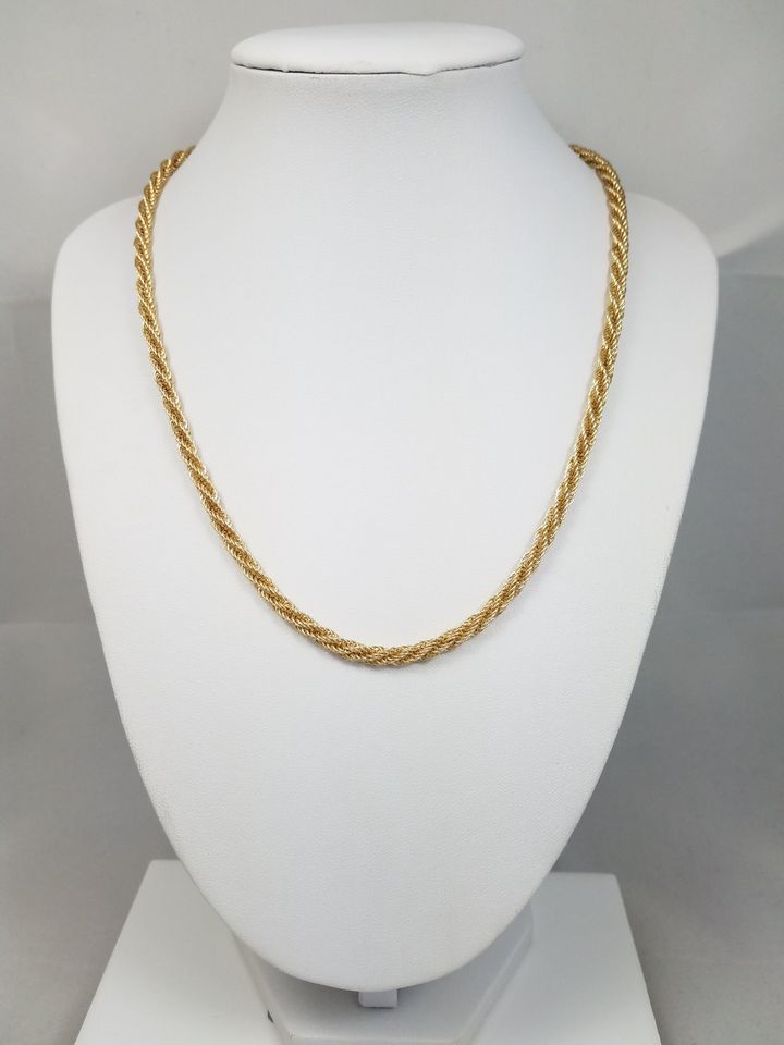 Fine 18" 14k Yellow Gold Hollow Fancy Rope Chain Necklace