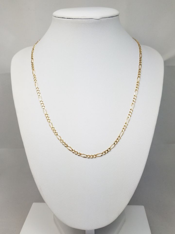 Classic 14k Yellow Gold Solid 18" Figaro Link Chain Necklace