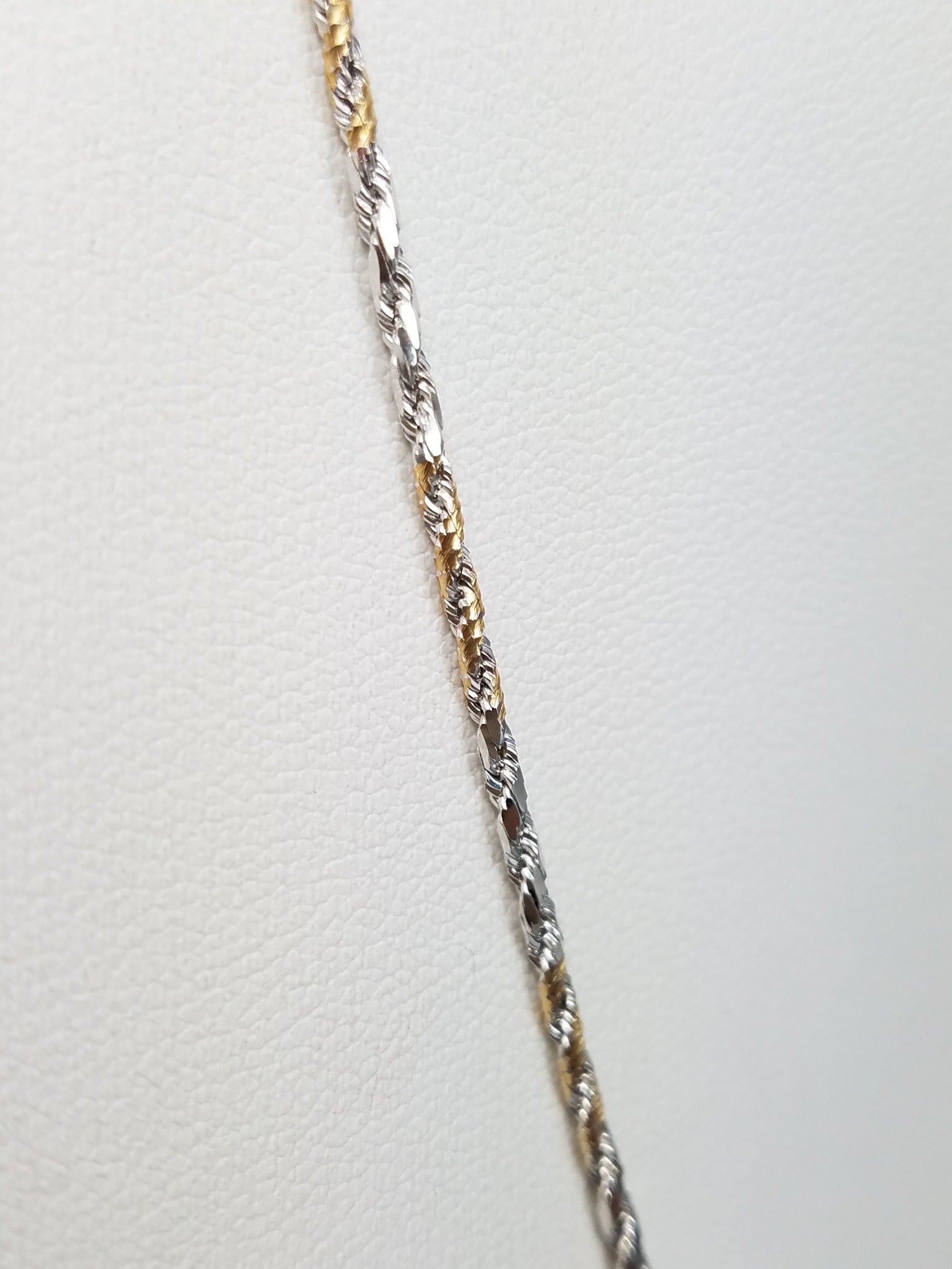 Jazzy 18" Solid 14k Two Tone Gold Diamond Cut Rope Chain Necklace