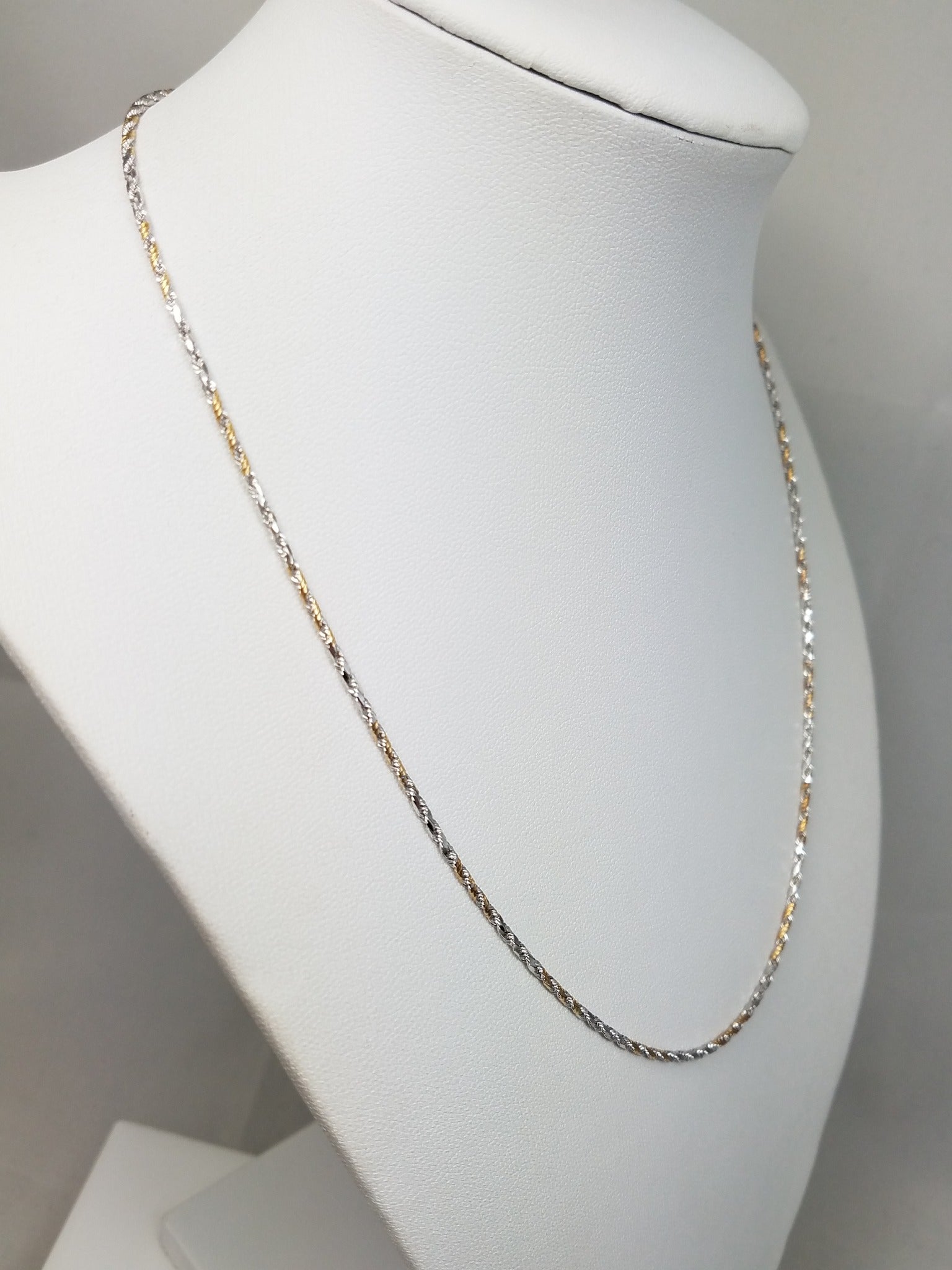 Jazzy 18" Solid 14k Two Tone Gold Diamond Cut Rope Chain Necklace