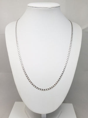 Premium 20" 14k Solid White Gold Curb Link Chain Necklace Italy